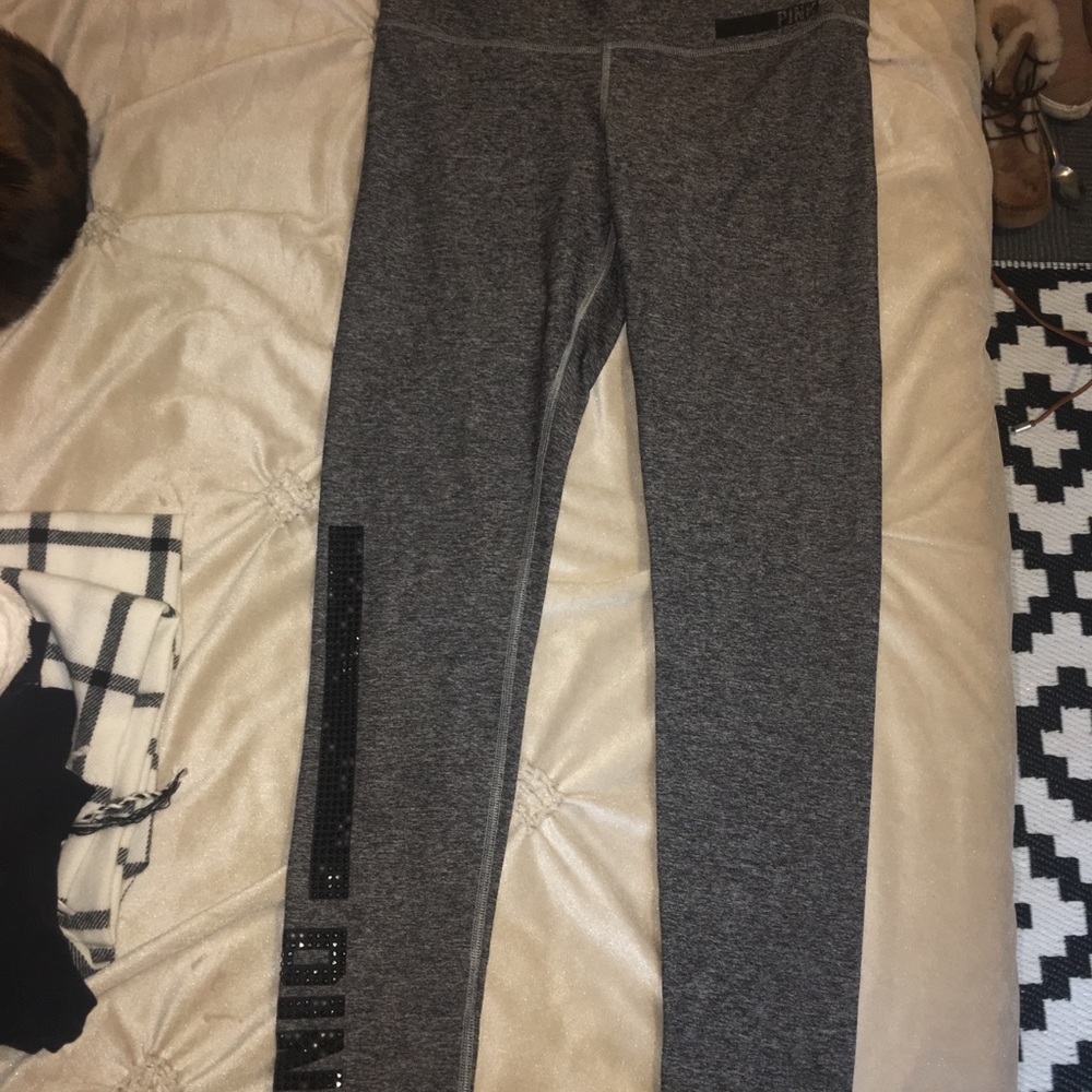 Grey marled PINK yoga leggings